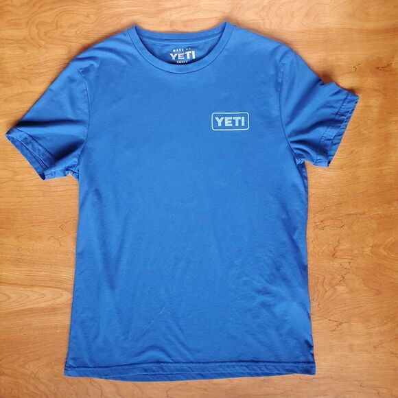 YETI Shirt Size S Blue Austin Texas Built for the Wild Camping Hiking Gym Casual - Picture 6 of 11